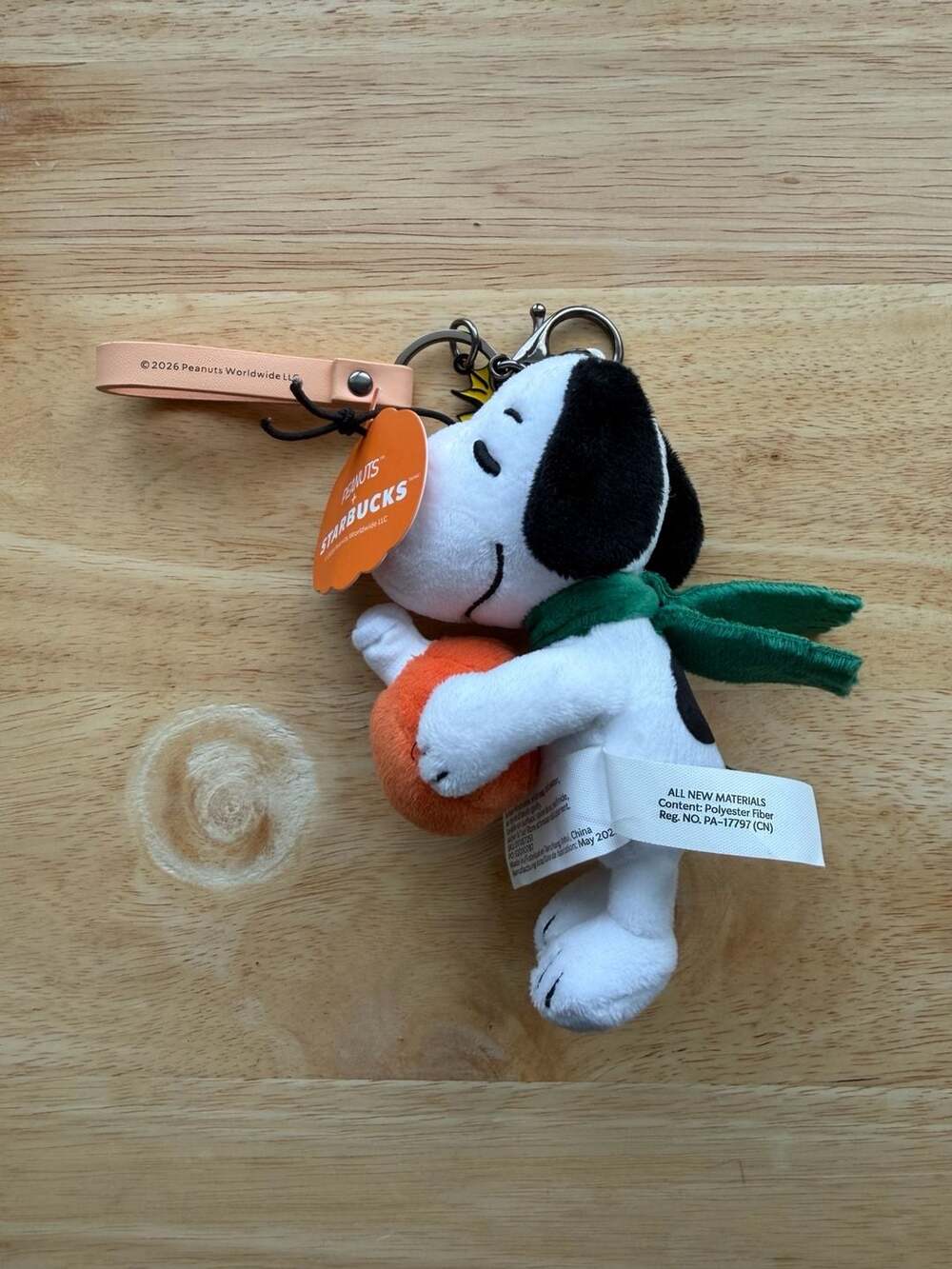 Starbucks Peanuts Snoopy Pumpkin Plush Bag Charm Keychain